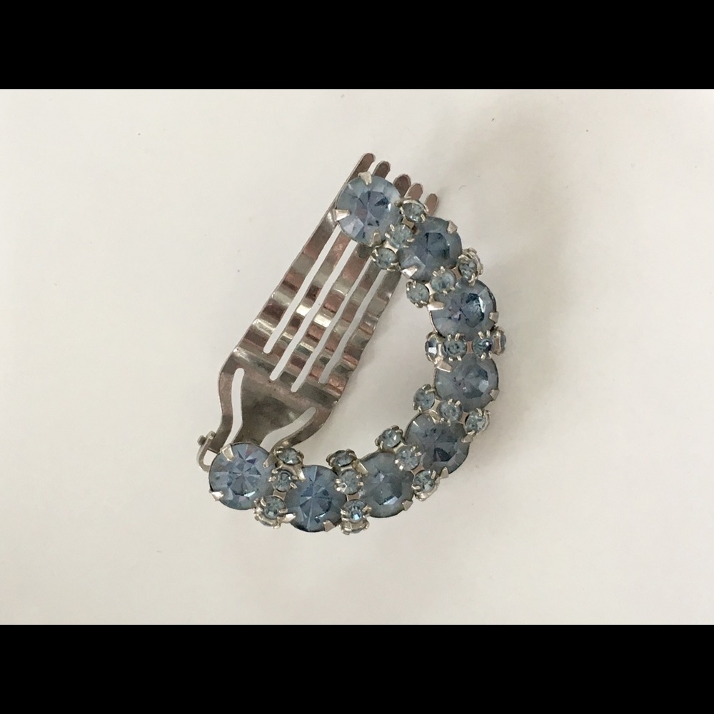 Vintage Blue Rhinestone Hair Comb